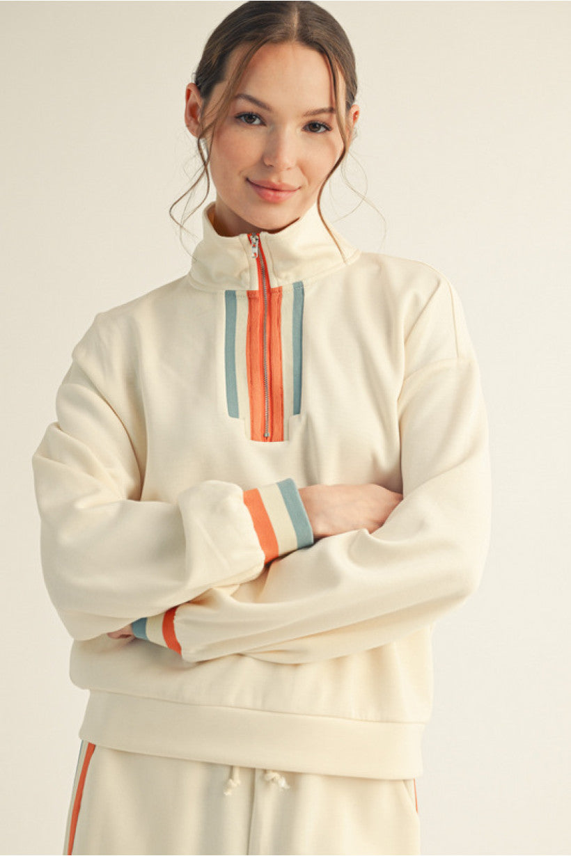 Retro Stripe Quarter-Zip Pullover