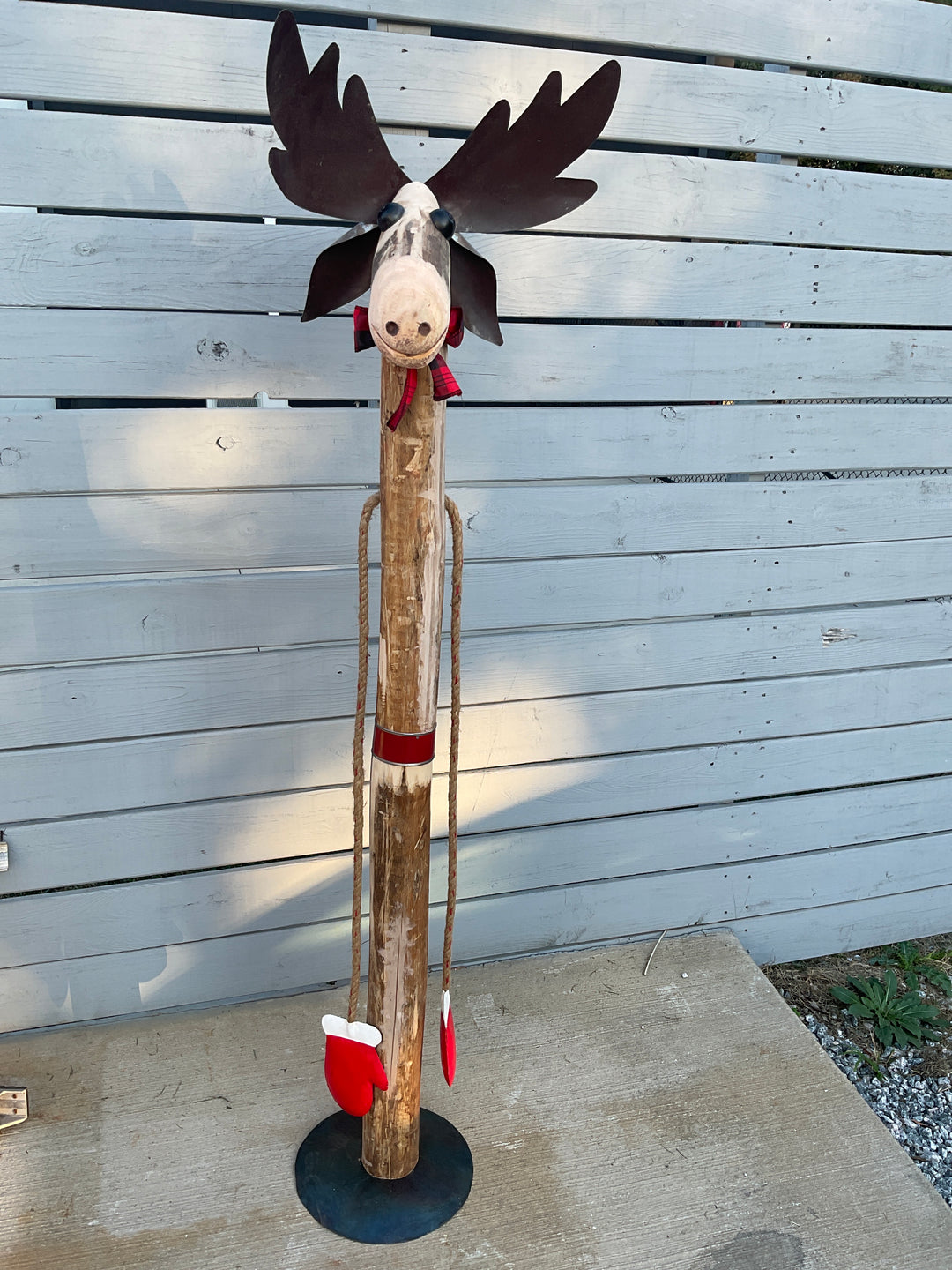 Recycled Metal and Wood Moose