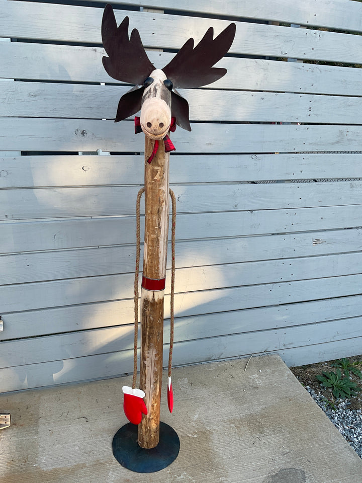 Recycled Metal and Wood Moose