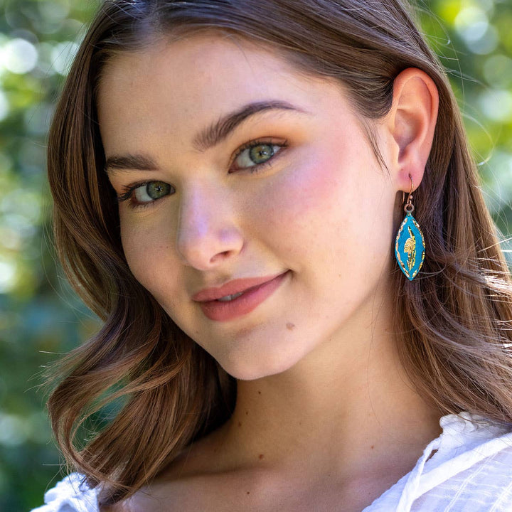 Patina Engraved Copper Earrings