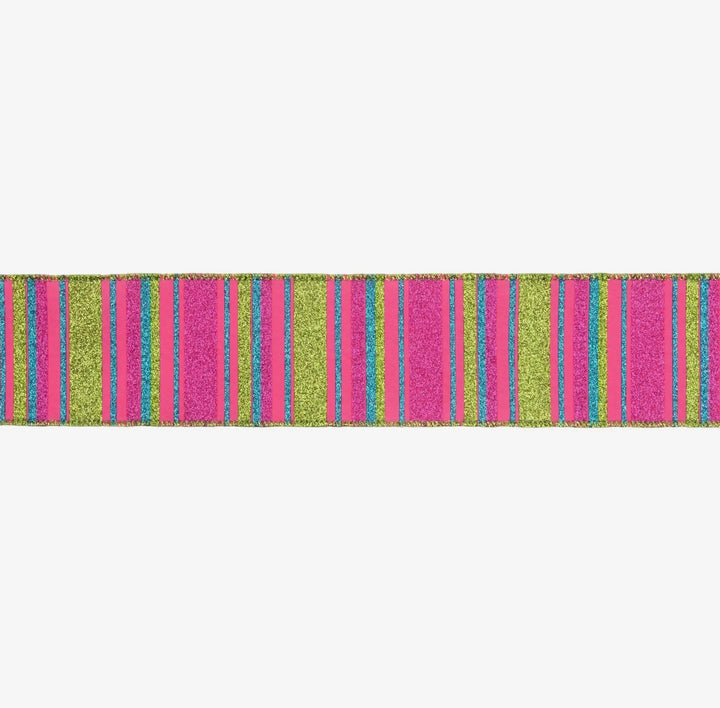 Neon Fiesta Glitter Stripe Wired Ribbon