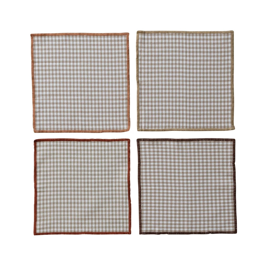 Autumn Gingham Cocktail Napkin Set