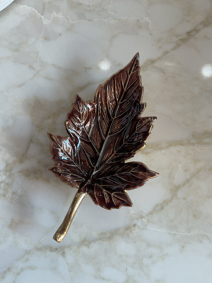Enamel Leaf Trinket Dish