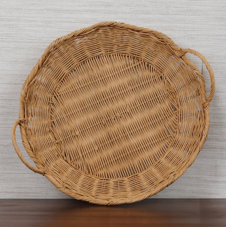 Scalloped Rattan Serving Tray