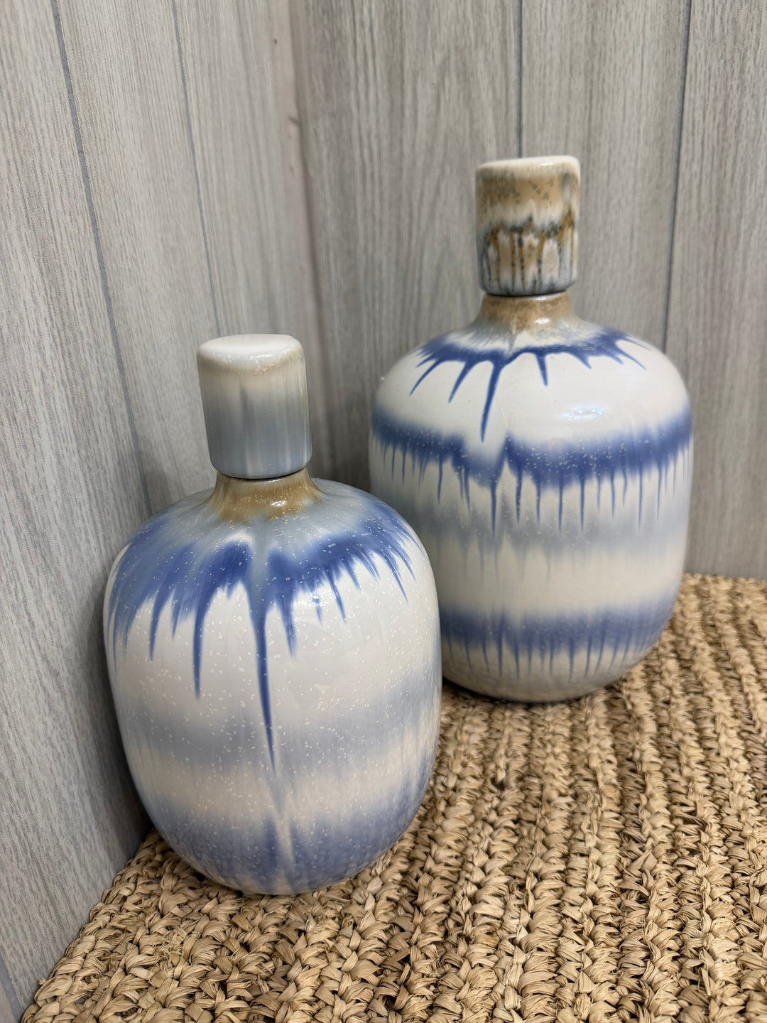 Indigo Tide Stoneware Bottle Jars
