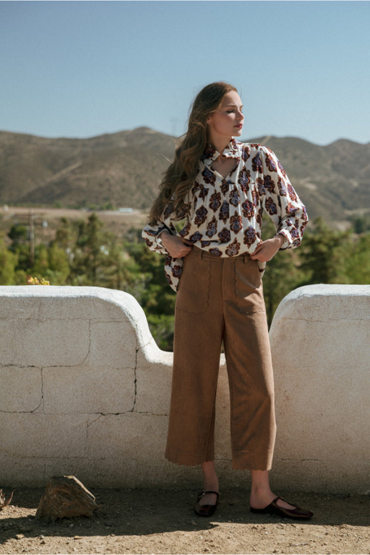 Sienna Scallop Wide-Leg Trousers