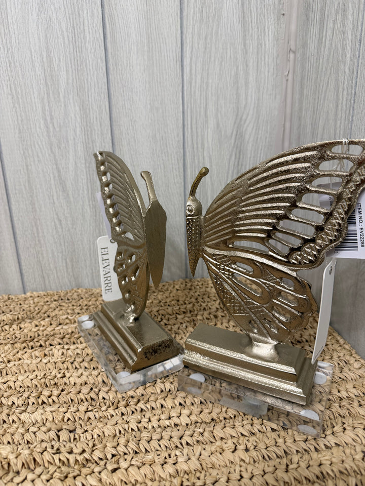 Gilded Butterfly Bookends