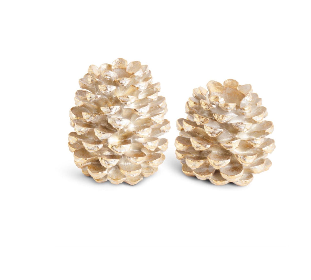 Champagne Gilded Pinecone Pillar Candleholder
