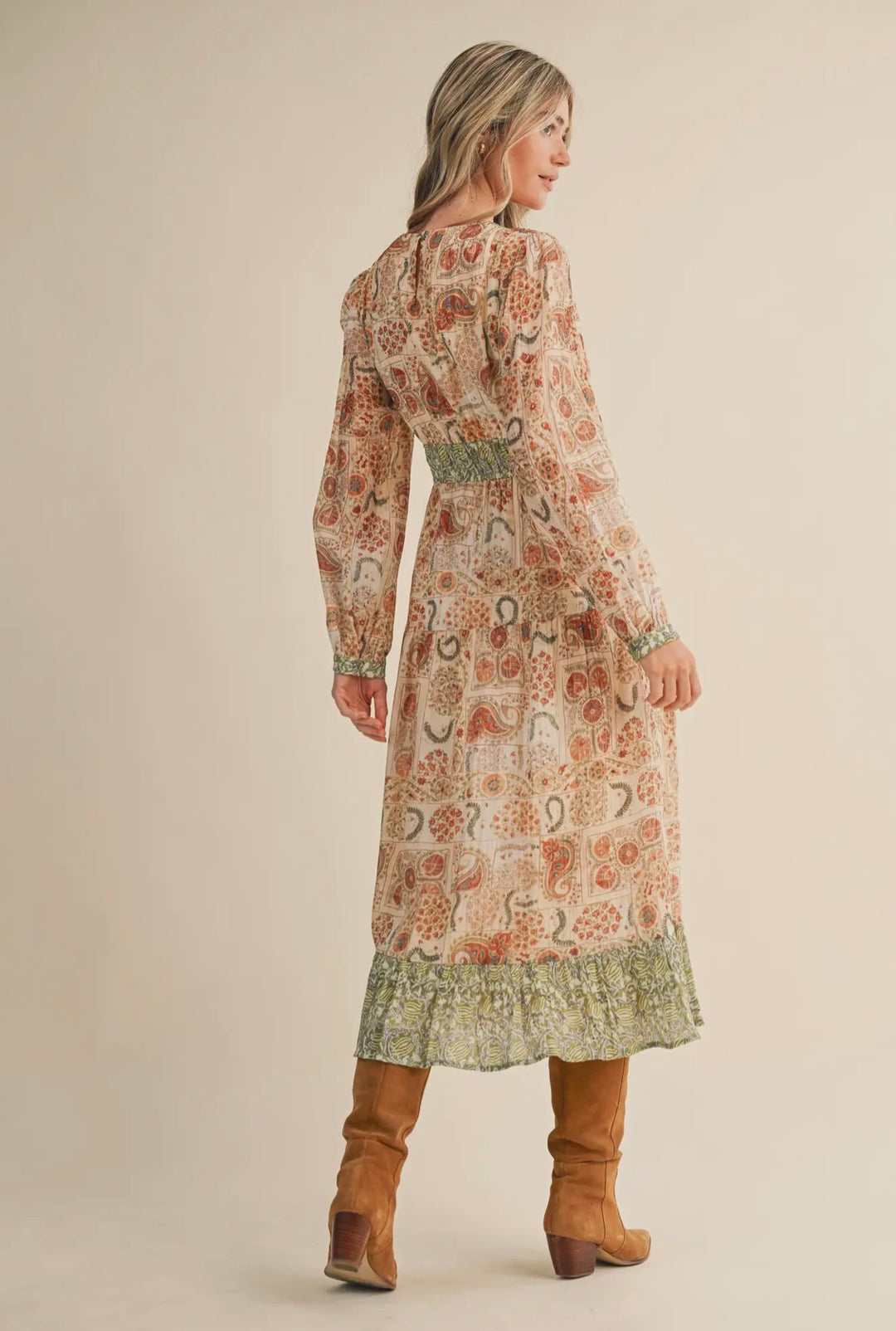 Sage & Saffron Boho Midi Dress