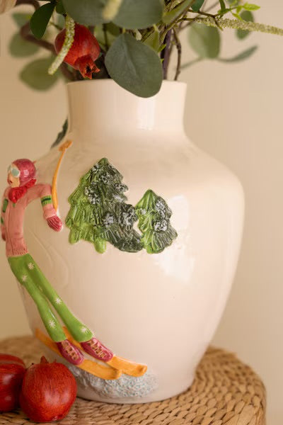 Alpine Skier Ceramic Vase