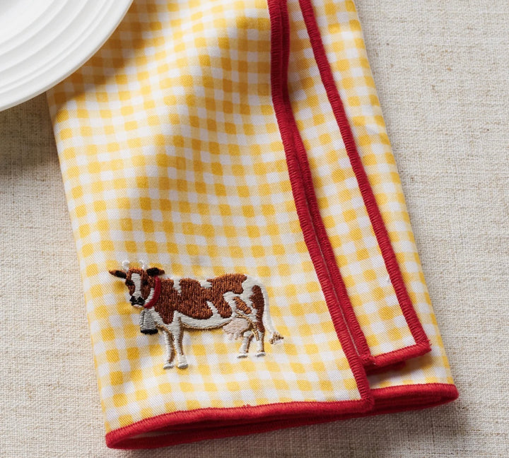 Farmhouse Gingham Embroidered Napkins