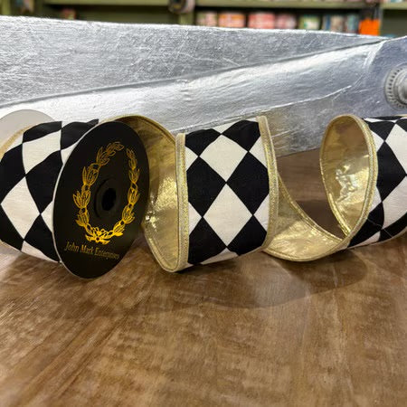 John Mark Enterprises: Black & White Harlequin Ribbon