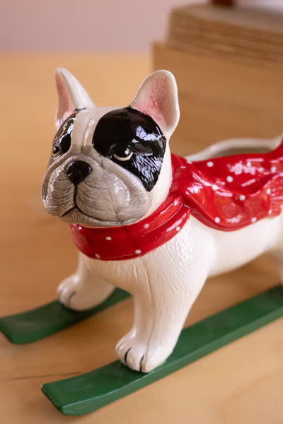 Ski Lodge Pup Ceramic Planter