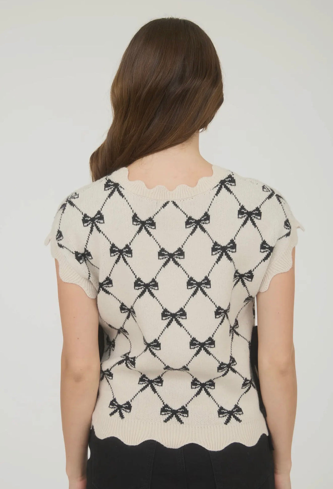 Sweet Ribbon Lattice Knit Top