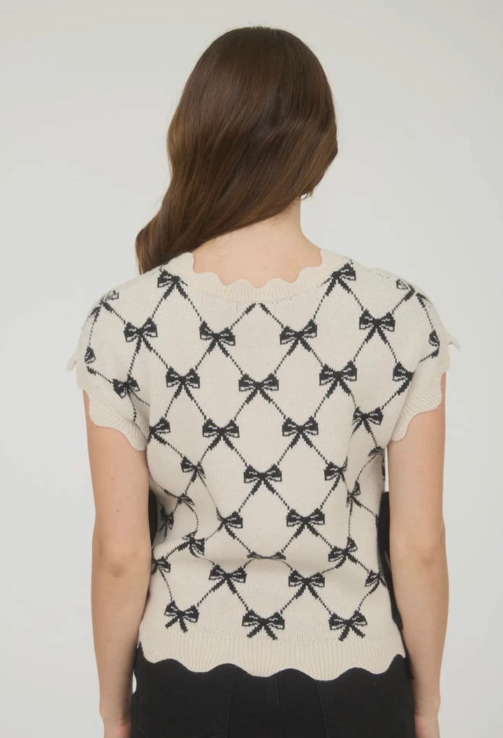 Sweet Ribbon Lattice Knit Top