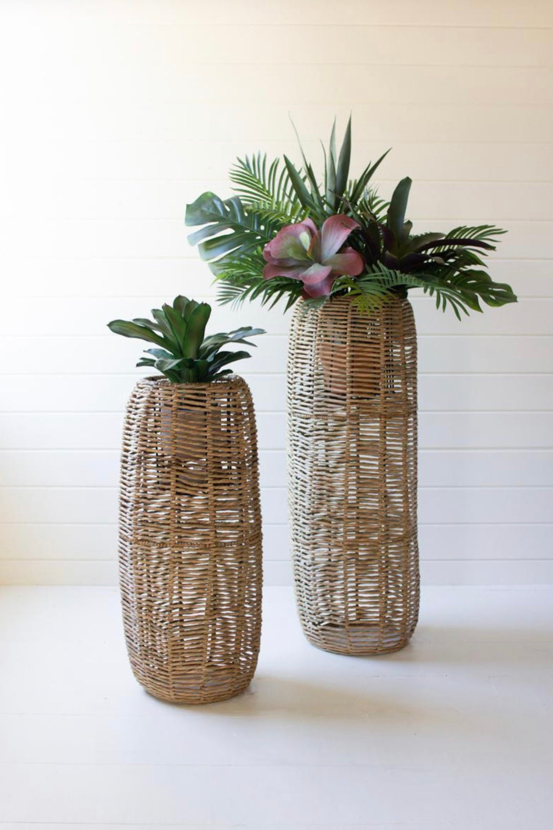 Coastal Woven Seagrass Floor Vases