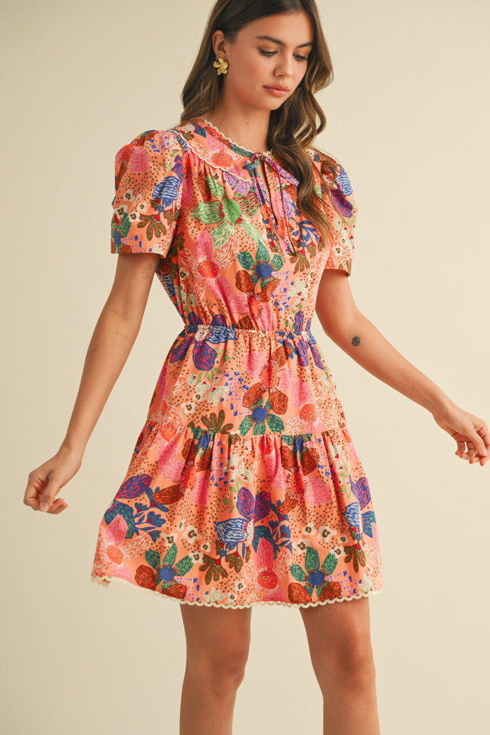 Multi Flower Print Dress
