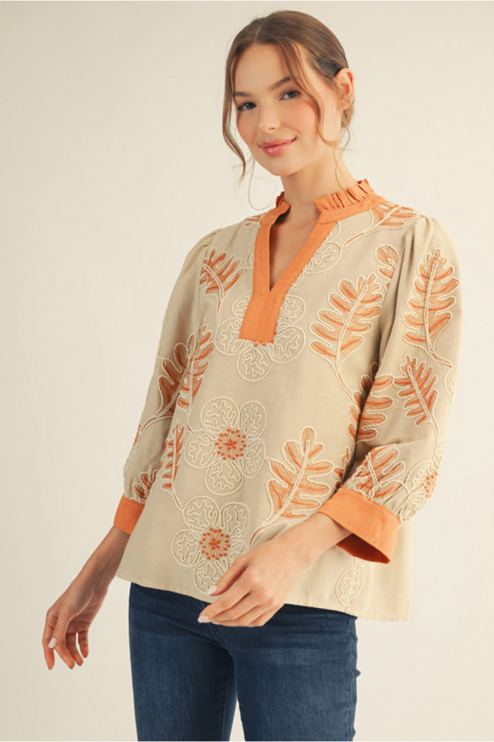 Harvest Bloom Embroidered Blouse
