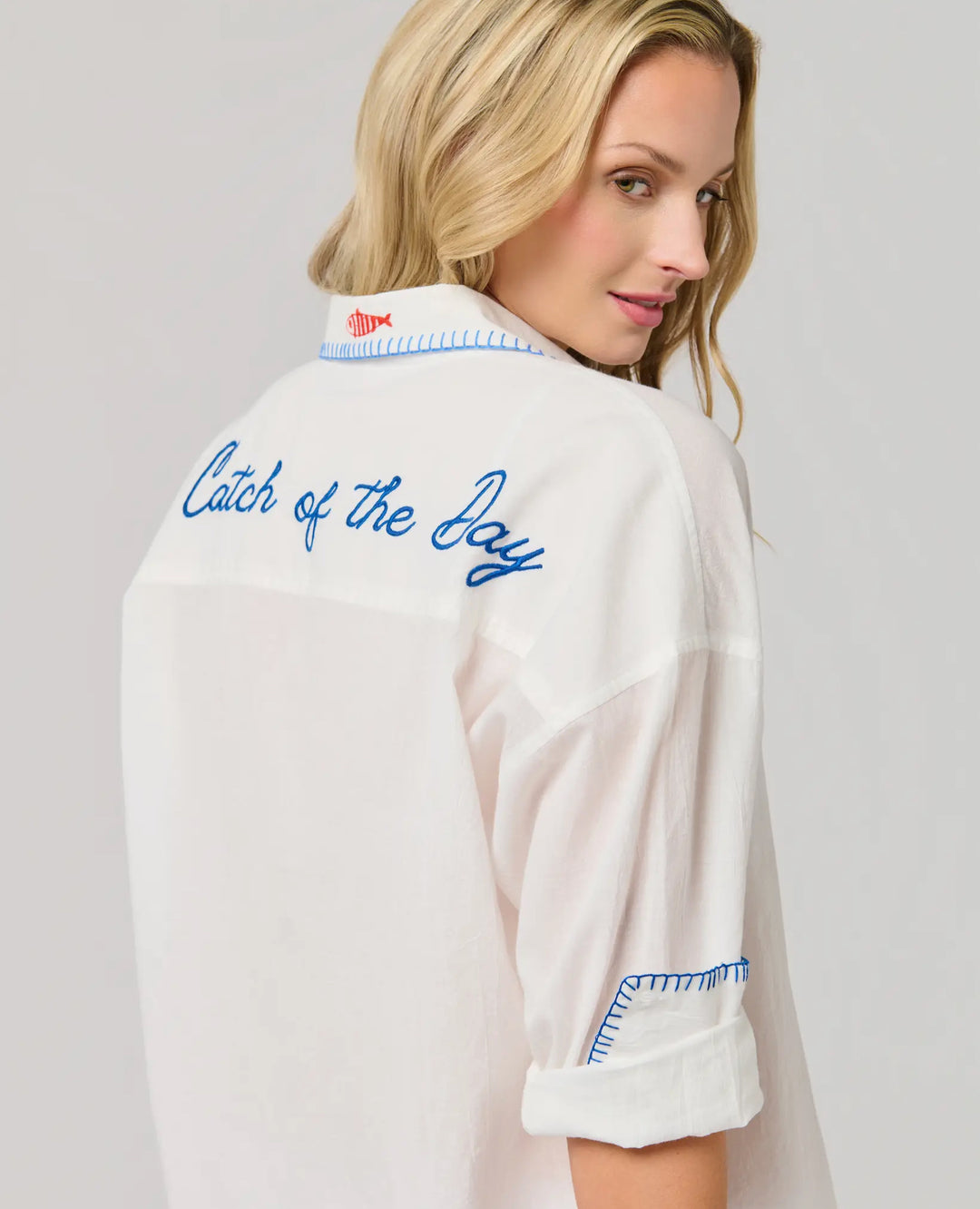 Catch of the Day Button Down Shirt Dress