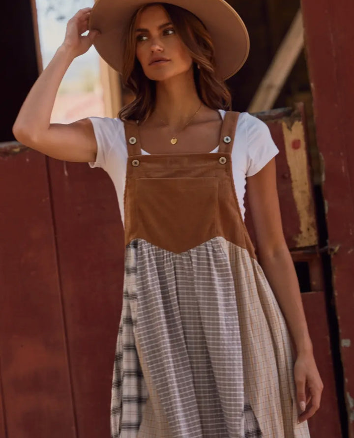 Patchwork Prairie Pinafore Overall Dress