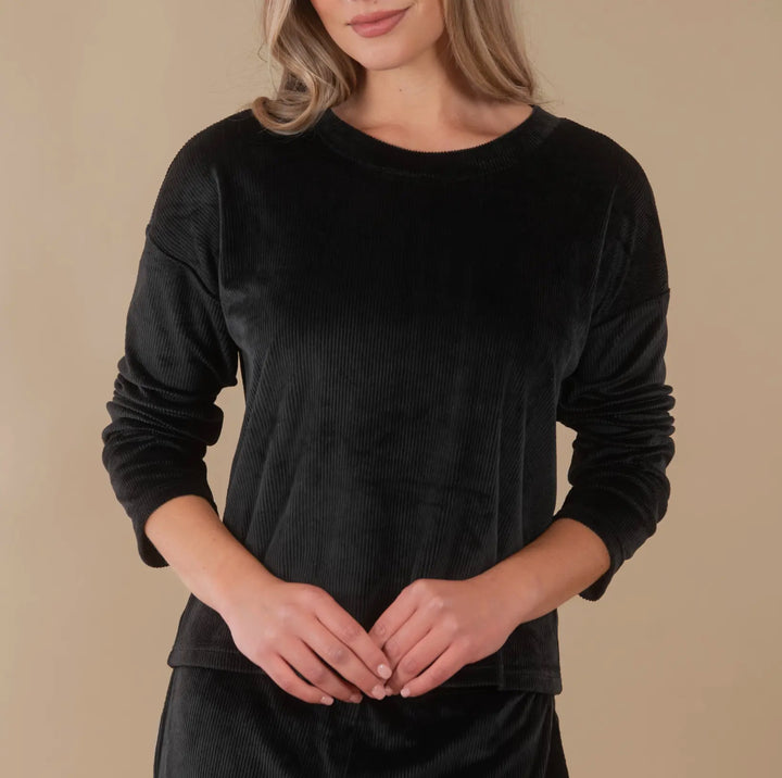 Soft Rib Lounge Top – Black