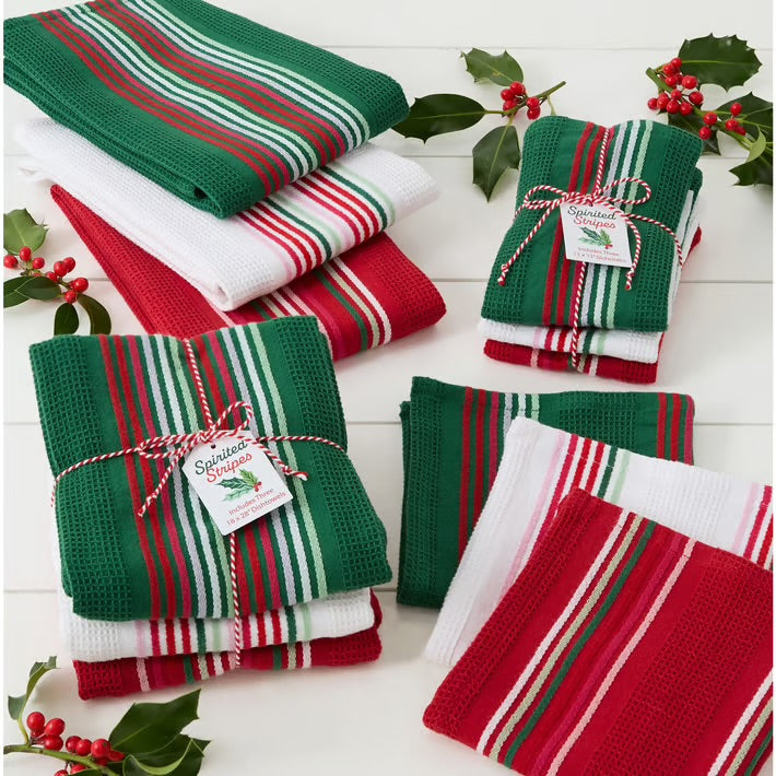 Spirited Stripes Holiday Dishcloth Set