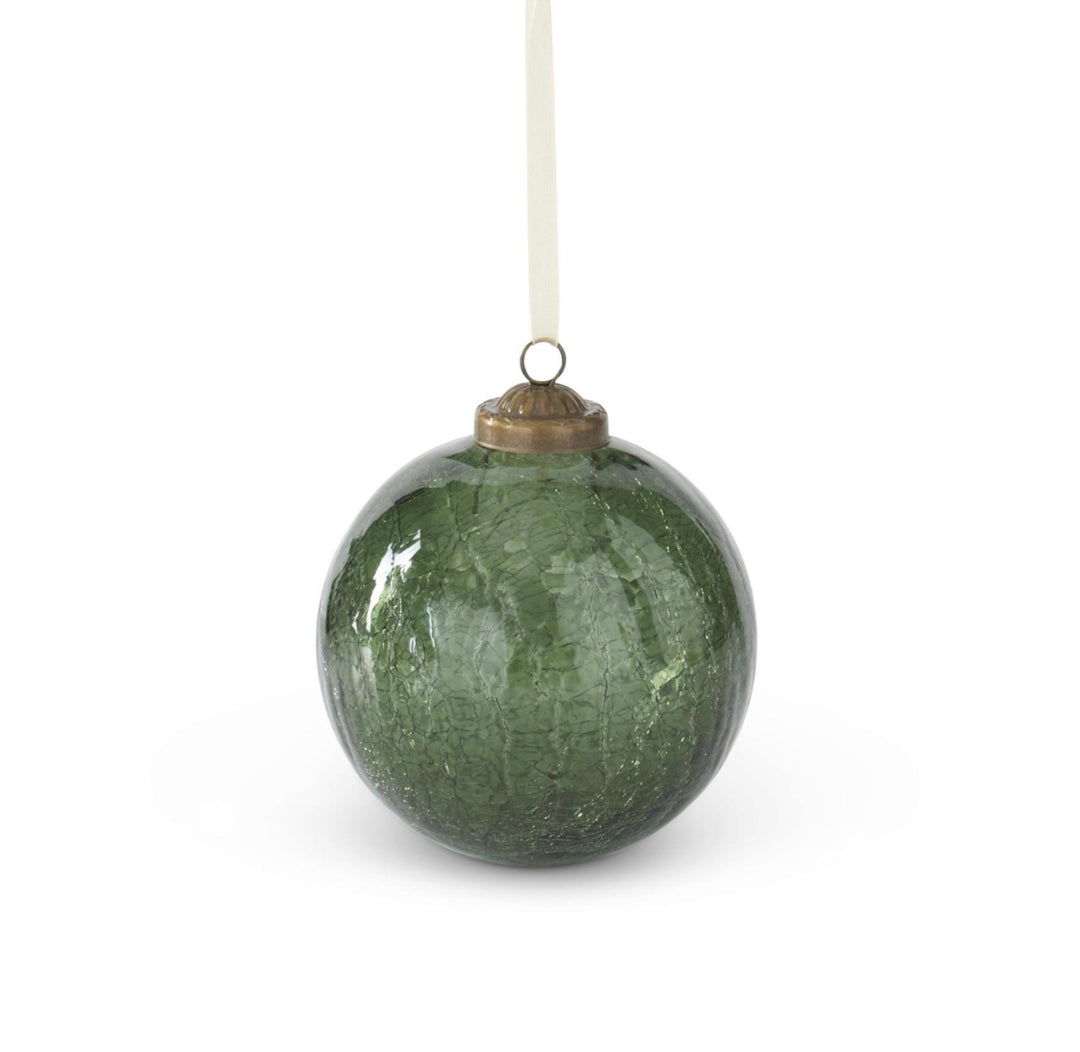 Evergreen Crackled Glass Ball Ornaments