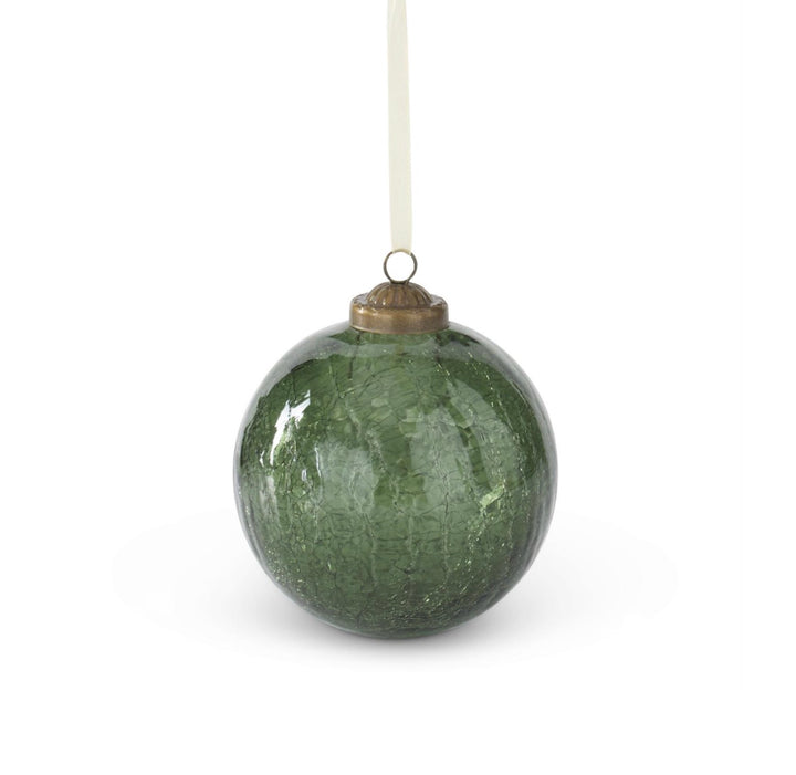 Evergreen Crackled Glass Ball Ornaments