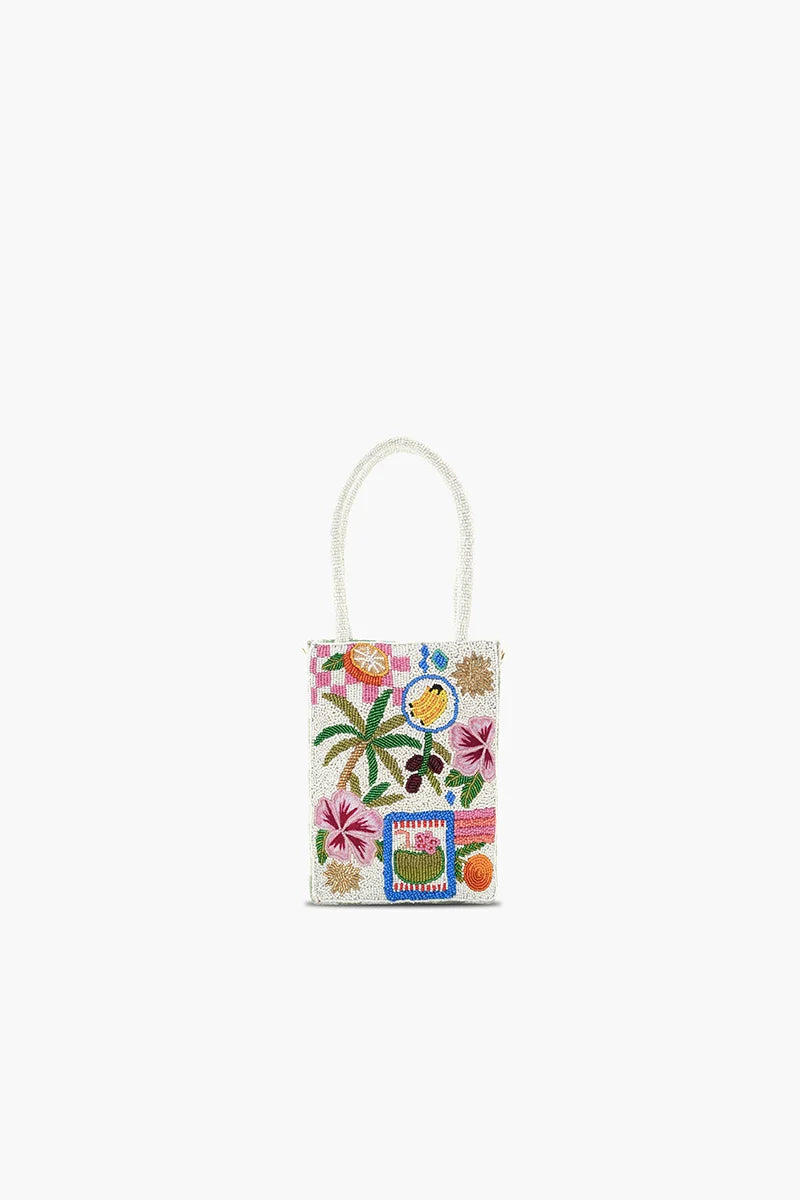 Paradise Postcard Beaded Mini Tote