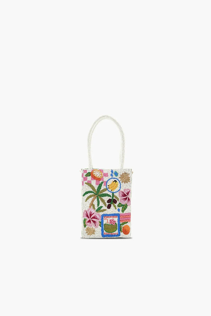Paradise Postcard Beaded Mini Tote