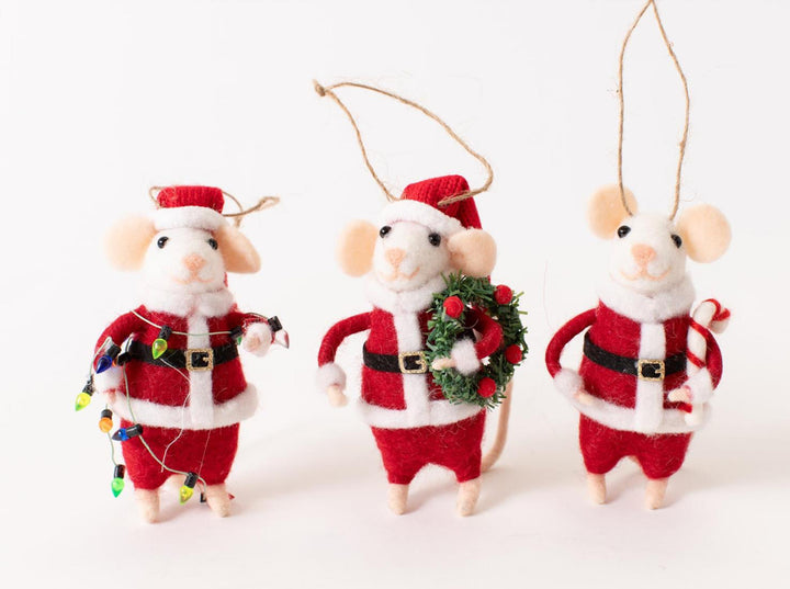 Santa Mouse Christmas Ornaments