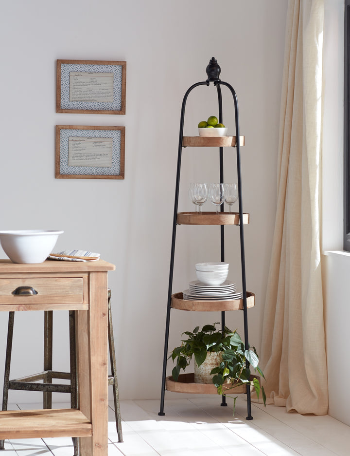 Heritage Four-Tier Iron & Wood Display Tower