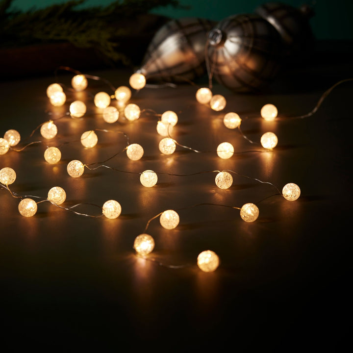 Warm Glow Glass Ball LED Light String