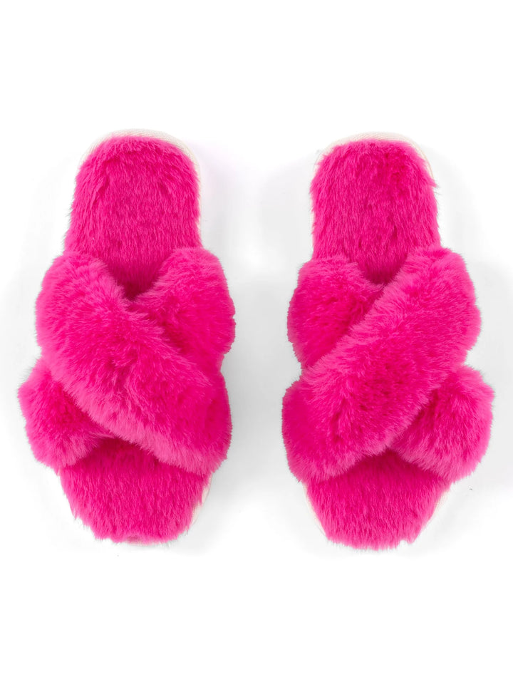 Fuzzy Bliss Slippers – Hot Pink