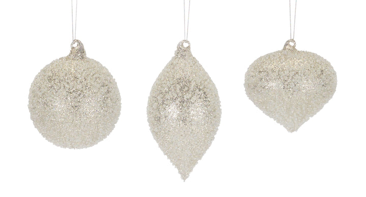 Winter Radiance Frosted Glass Ornaments