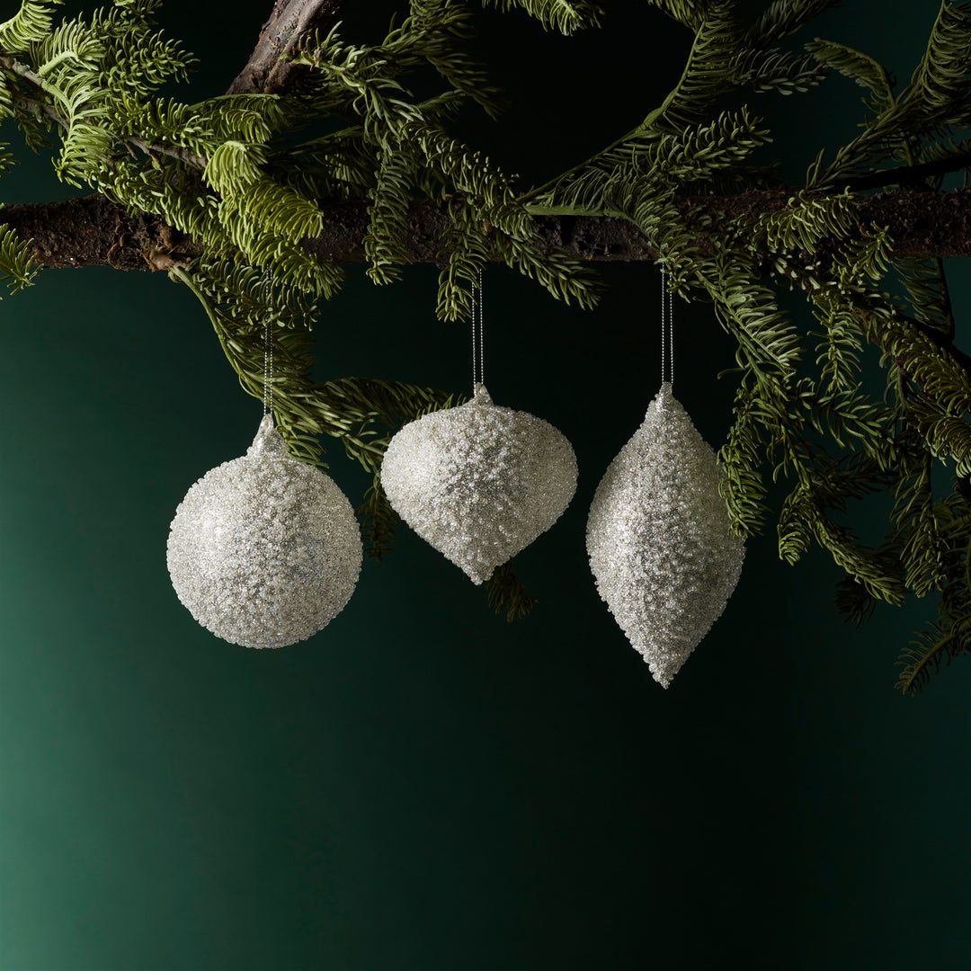 Winter Radiance Frosted Glass Ornaments