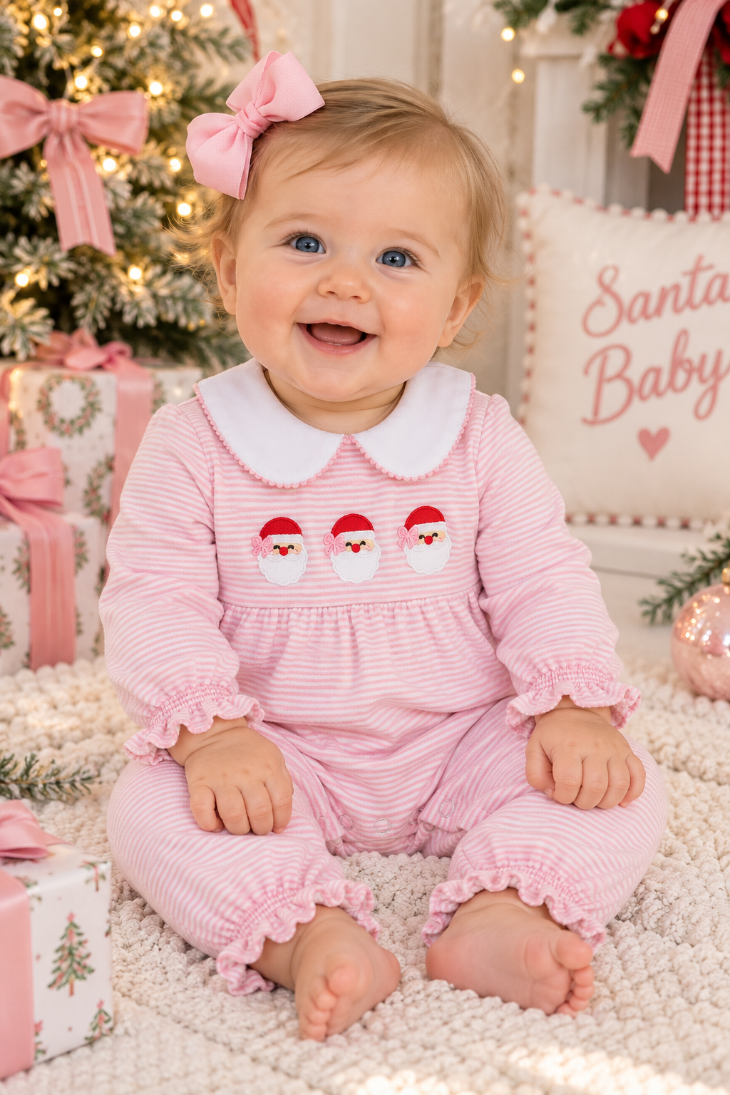 Santa Sweetheart Pink Romper