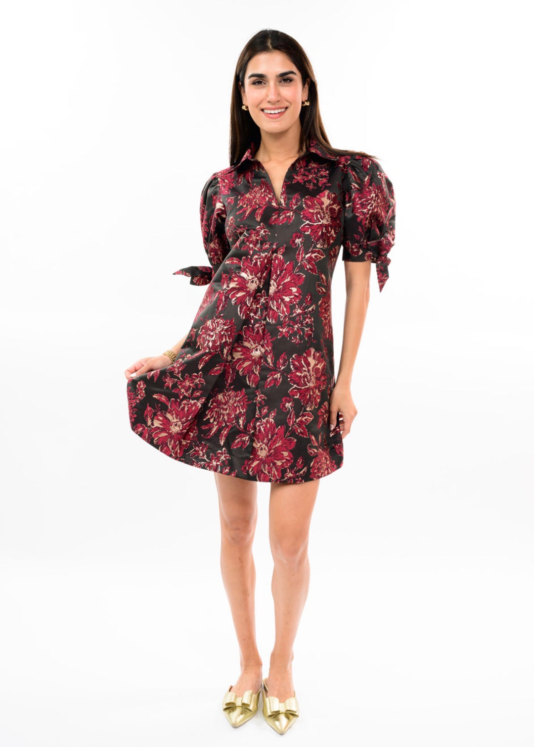 The Rosalie Burgundy Floral Dress