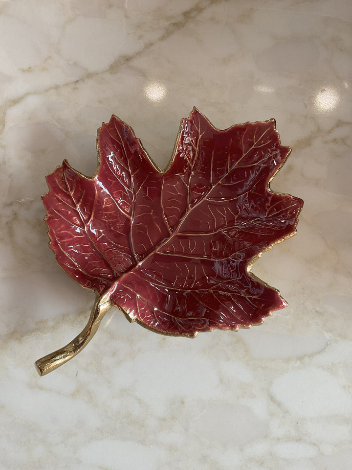 Enamel Leaf Trinket Dish