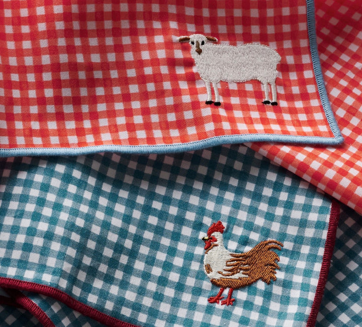 Farmhouse Gingham Embroidered Napkins