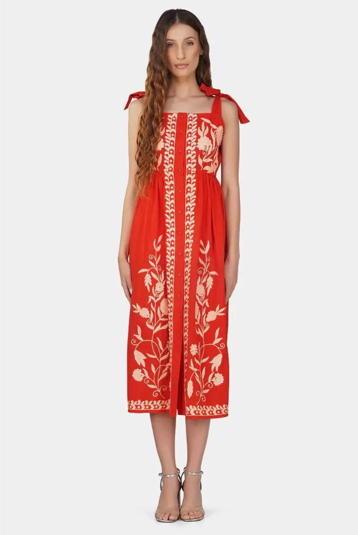 Clara Embroidered Midi Dress