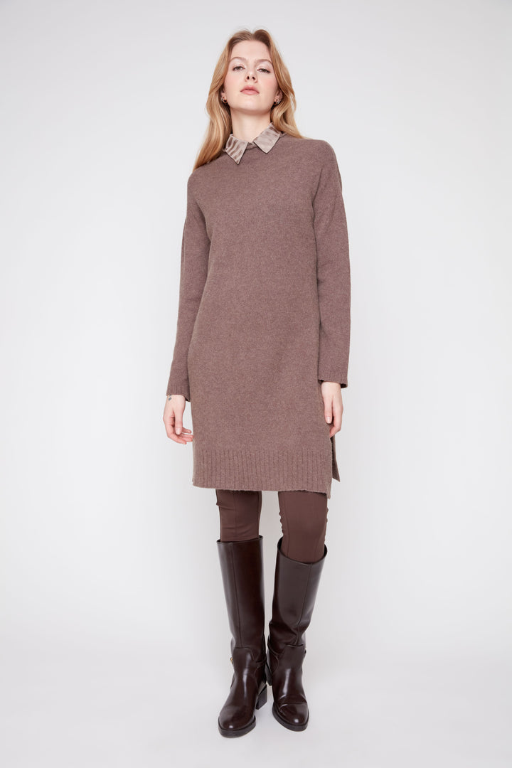 The Marlowe Side Slit Sweater Dress – Mocha