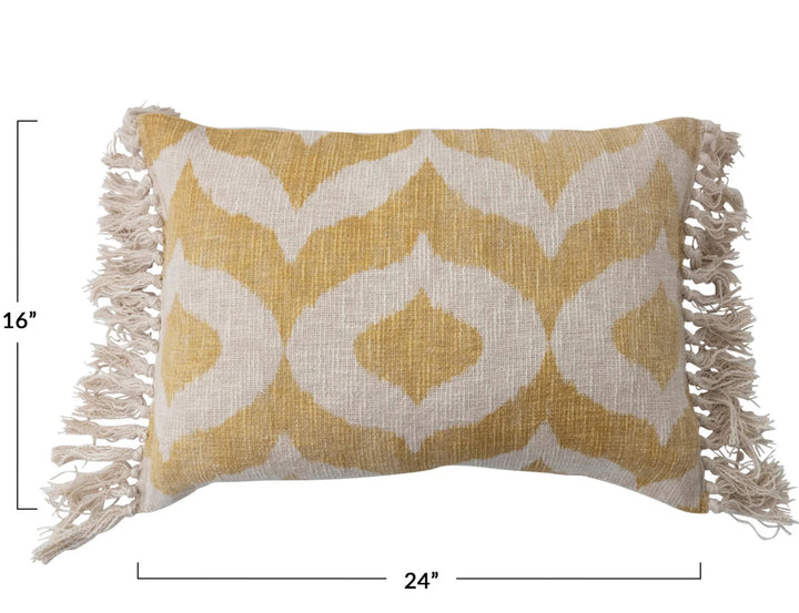Golden Lattice Fringe Lumbar Pillow