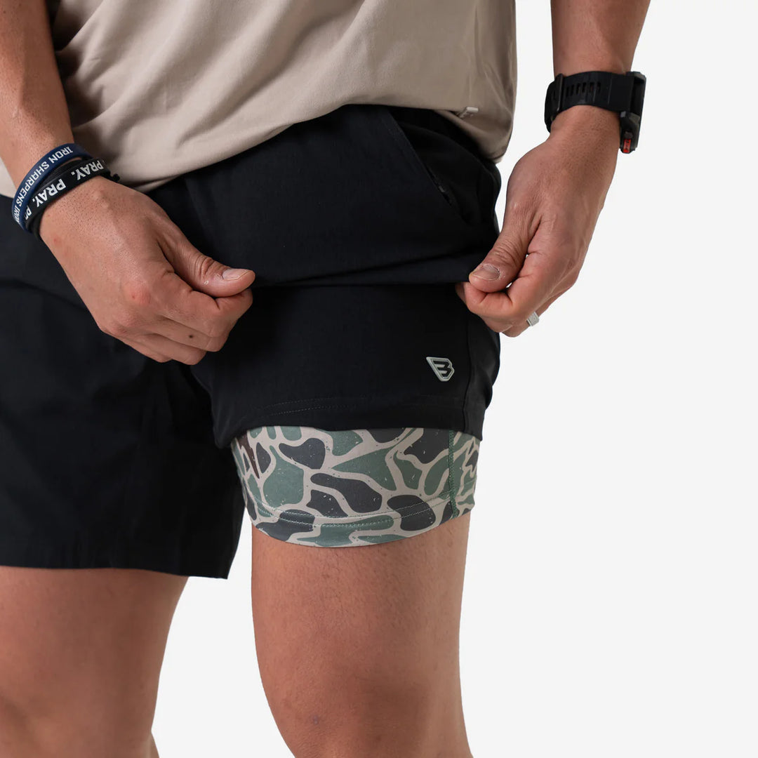 Wear ‘Em Everywhere Shorts – Black Retro Camo