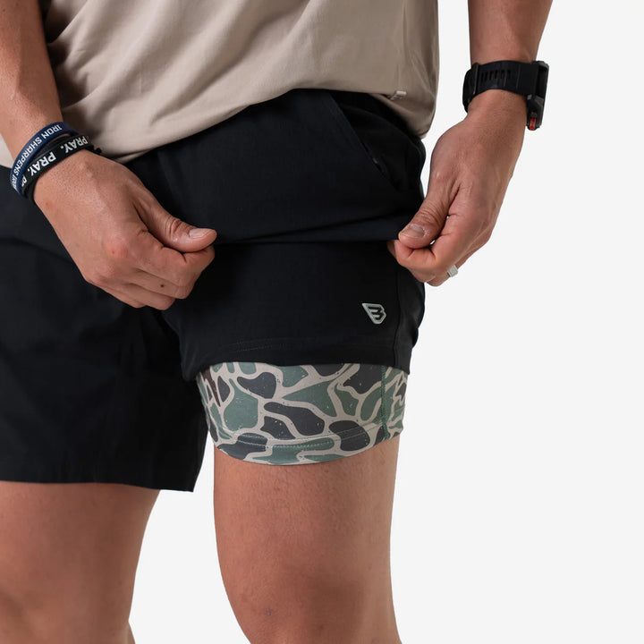Wear ‘Em Everywhere Shorts – Black Retro Camo