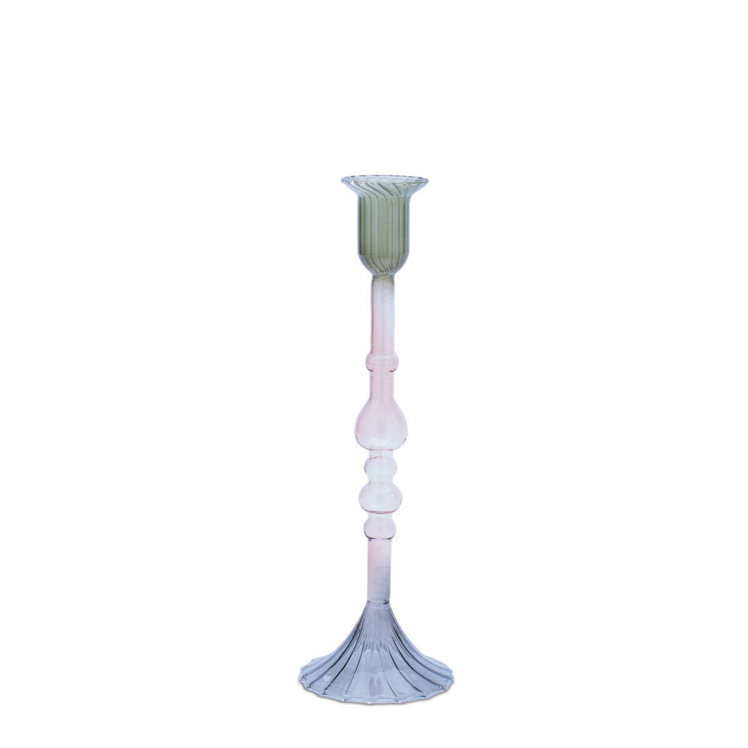 Pastel Prism Glass Candle Holder Set