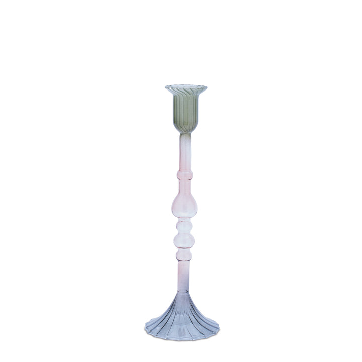 Pastel Prism Glass Candle Holder Set