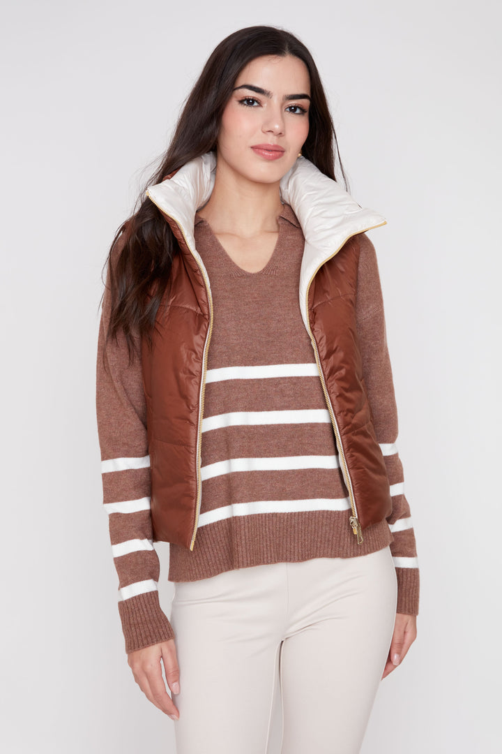The Ashford Quilted Vest – Chestnut & Ivory