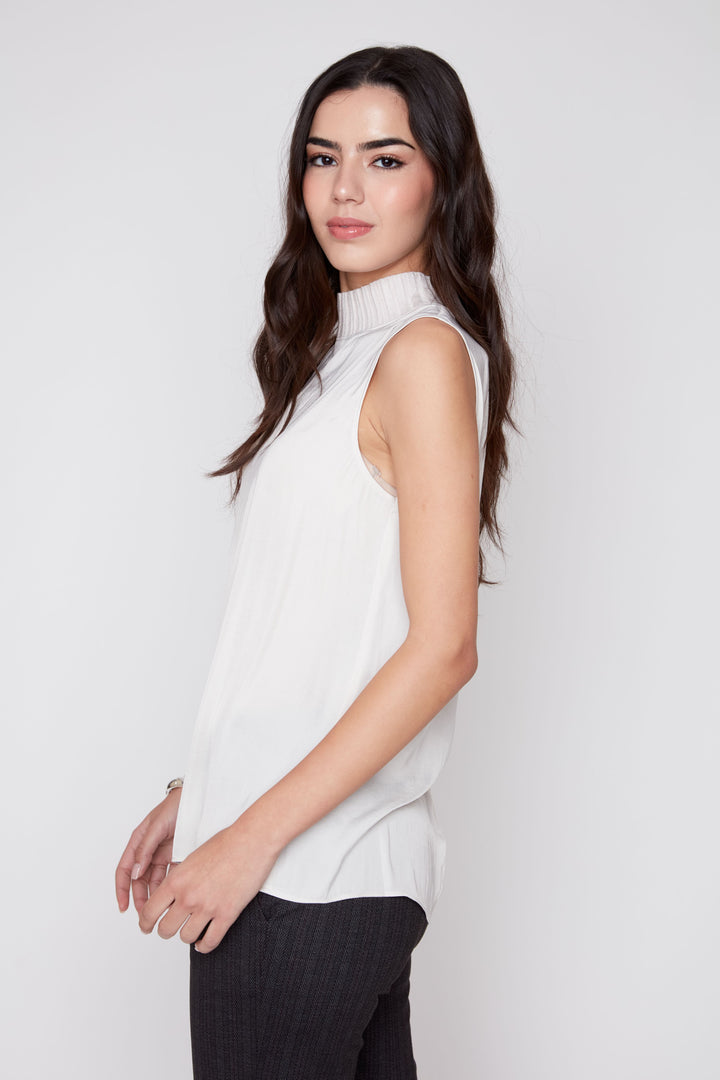 Ivory Ease Mock Neck Blouse