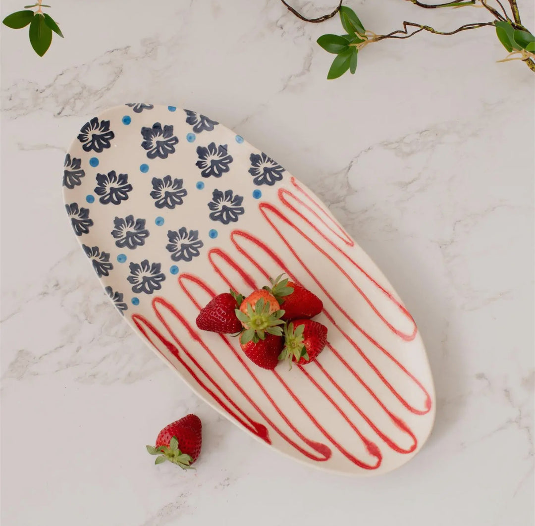 Americana Folk Art Serving Platter